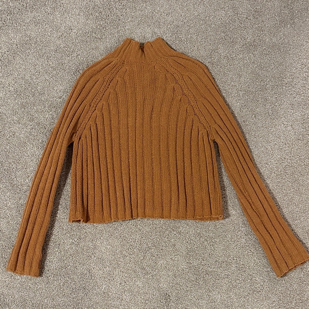 American Eagle Outfitters Tan Ribbed Turtleneck Sweater